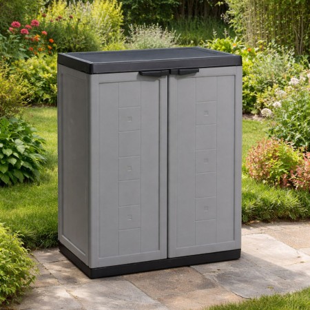 Armadio Basso in Resina per Esterno Interno Ripiano Terrazzo Giardino Mobiletto