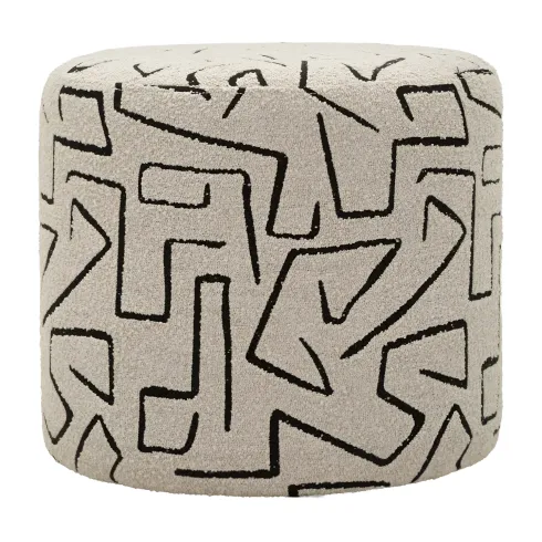 Pouf in Spugna Beige Nero Design Astratto da Soggiorno Camera da Letto