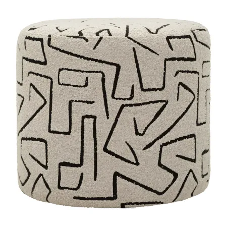 Pouf in Spugna Beige Nero Design Astratto da Soggiorno Camera da Letto