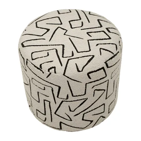Pouf in Spugna Beige Nero Design Astratto da Soggiorno Camera da Letto