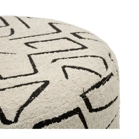 Pouf in Spugna Beige Nero Design Astratto da Soggiorno Camera da Letto