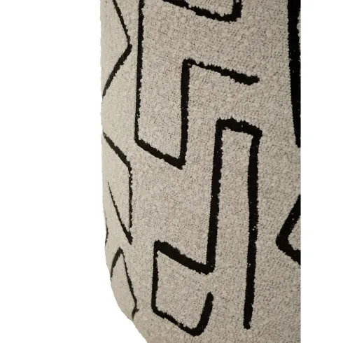 Pouf in Spugna Beige Nero Design Astratto da Soggiorno Camera da Letto