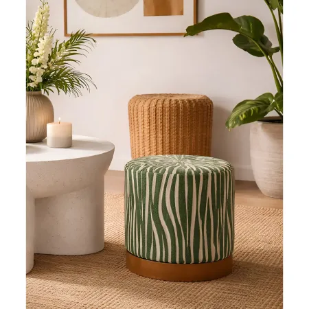Pouf in Spugna Zebrato Verde Marrone da Soggiorno Camera da Letto