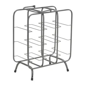 Portabottiglie in Metallo 9 Posti Grigio Scuro Rack Vino Salvaspazio