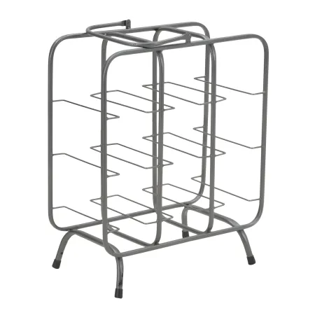 Portabottiglie in Metallo 9 Posti Grigio Scuro Rack Vino Salvaspazio
