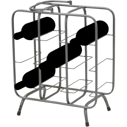 Portabottiglie in Metallo 9 Posti Grigio Scuro Rack Vino Salvaspazio