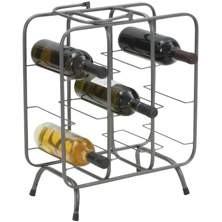 Portabottiglie in Metallo 9 Posti Grigio Scuro Rack Vino Salvaspazio