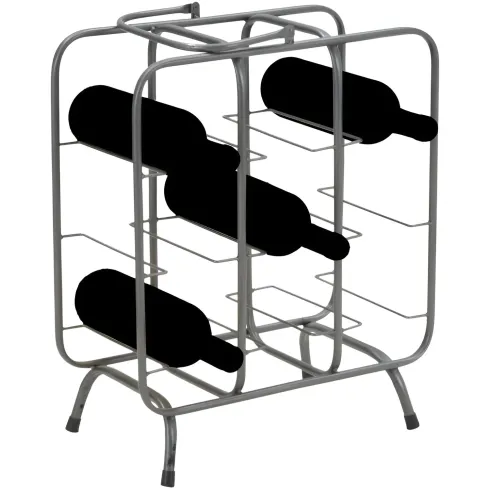 Portabottiglie in Metallo 9 Posti Grigio Scuro Rack Vino Salvaspazio