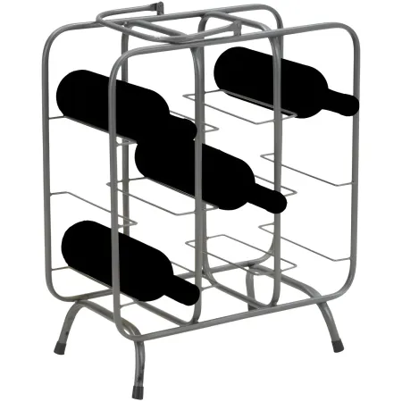 Portabottiglie in Metallo 9 Posti Grigio Scuro Rack Vino Salvaspazio