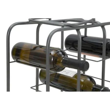 Portabottiglie in Metallo 9 Posti Grigio Scuro Rack Vino Salvaspazio