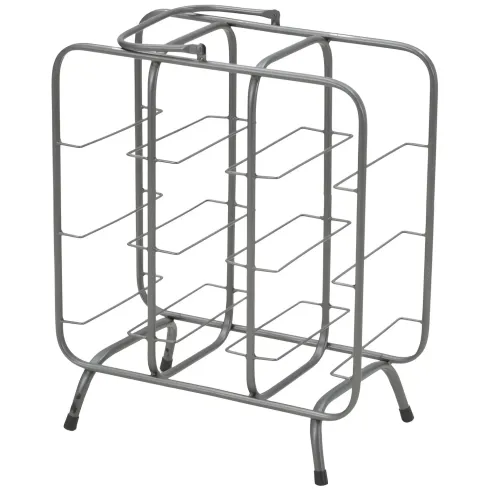 Portabottiglie in Metallo 9 Posti Grigio Scuro Rack Vino Salvaspazio