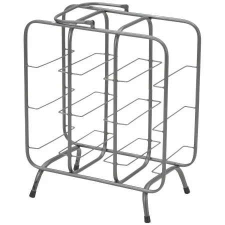 Portabottiglie in Metallo 9 Posti Grigio Scuro Rack Vino Salvaspazio