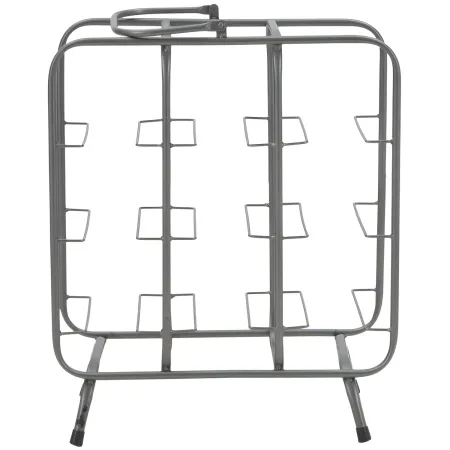 Portabottiglie in Metallo 9 Posti Grigio Scuro Rack Vino Salvaspazio