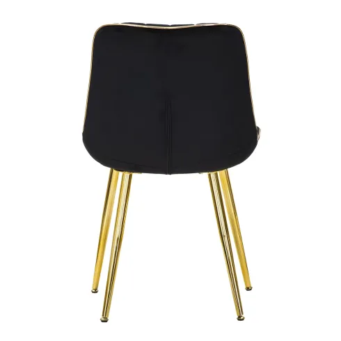 Set 2 Sedie da Pranzo Imbottite Nero Dettagli Oro per Soggiorno Cucina