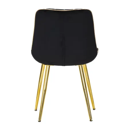 Set 2 Sedie da Pranzo Imbottite Nero Dettagli Oro per Soggiorno Cucina