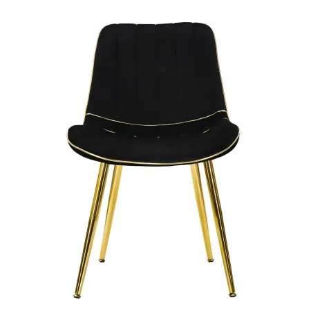 Set 2 Sedie da Pranzo Imbottite Nero Dettagli Oro per Soggiorno Cucina