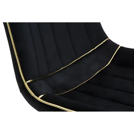 Set 2 Sedie da Pranzo Imbottite Nero Dettagli Oro per Soggiorno Cucina