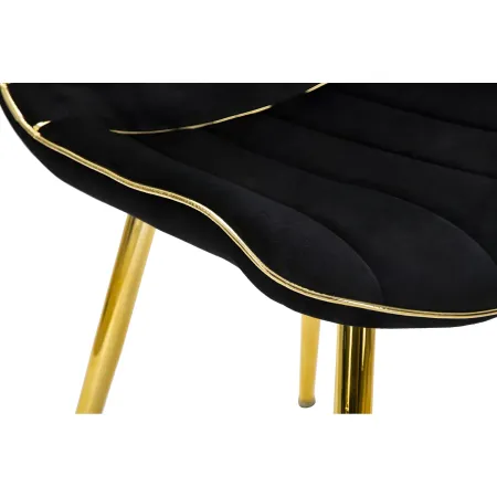 Set 2 Sedie da Pranzo Imbottite Nero Dettagli Oro per Soggiorno Cucina