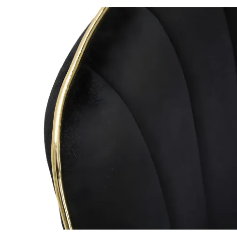 Set 2 Sedie da Pranzo Imbottite Nero Dettagli Oro per Soggiorno Cucina