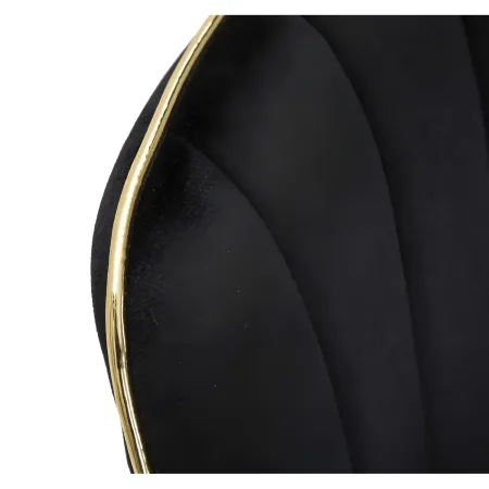 Set 2 Sedie da Pranzo Imbottite Nero Dettagli Oro per Soggiorno Cucina