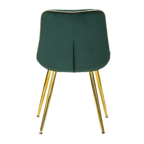 Set 2 Sedie da Pranzo Imbottite Verde Dettagli Oro per Soggiorno Cucina