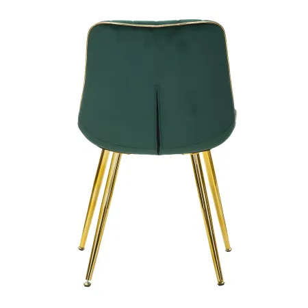 Set 2 Sedie da Pranzo Imbottite Verde Dettagli Oro per Soggiorno Cucina
