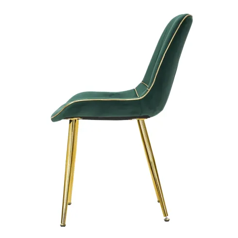 Set 2 Sedie da Pranzo Imbottite Verde Dettagli Oro per Soggiorno Cucina