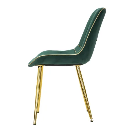 Set 2 Sedie da Pranzo Imbottite Verde Dettagli Oro per Soggiorno Cucina