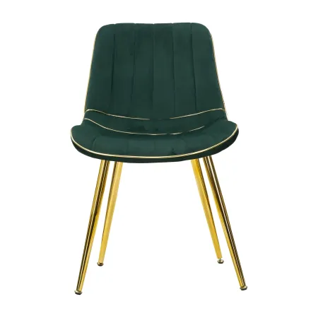 Set 2 Sedie da Pranzo Imbottite Verde Dettagli Oro per Soggiorno Cucina