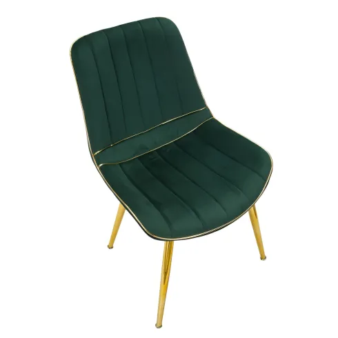 Set 2 Sedie da Pranzo Imbottite Verde Dettagli Oro per Soggiorno Cucina