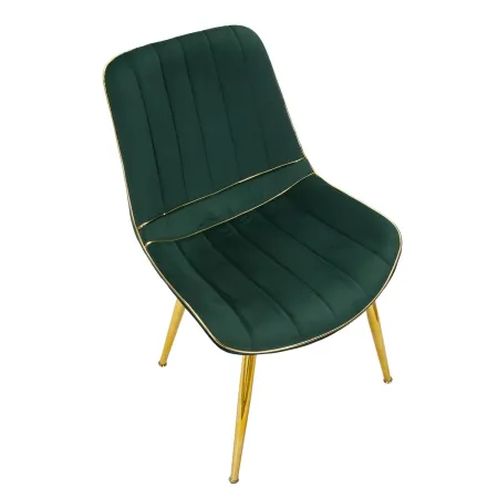 Set 2 Sedie da Pranzo Imbottite Verde Dettagli Oro per Soggiorno Cucina