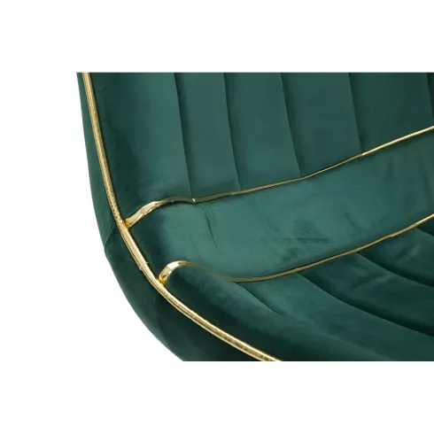 Set 2 Sedie da Pranzo Imbottite Verde Dettagli Oro per Soggiorno Cucina