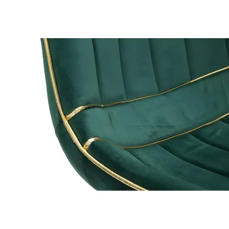 Set 2 Sedie da Pranzo Imbottite Verde Dettagli Oro per Soggiorno Cucina