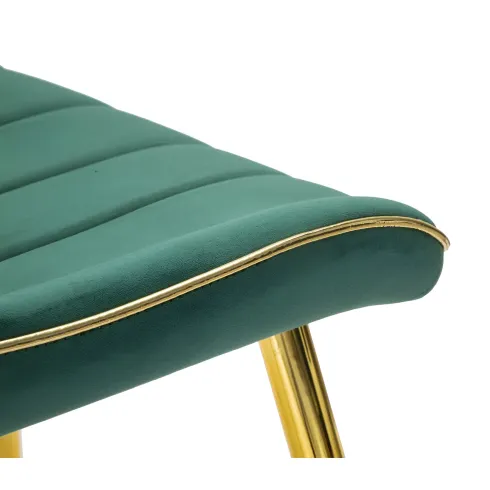 Set 2 Sedie da Pranzo Imbottite Verde Dettagli Oro per Soggiorno Cucina