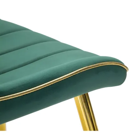 Set 2 Sedie da Pranzo Imbottite Verde Dettagli Oro per Soggiorno Cucina
