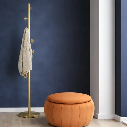 Appendiabiti da Terra in Metallo h185 cm Piantana Oro Design Moderno