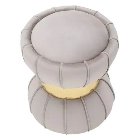 Pouf Imbottito in Velluto Grigio Oro da Soggiorno Camera da Letto