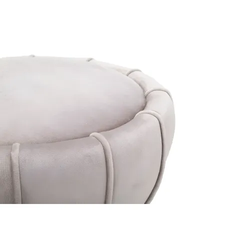 Pouf Imbottito in Velluto Grigio Oro da Soggiorno Camera da Letto