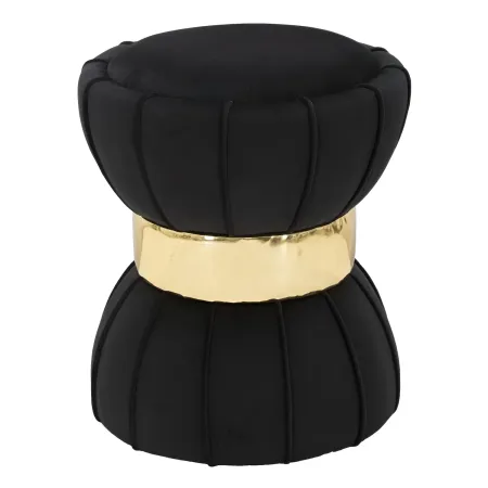 Pouf Imbottito in Velluto Nero Oro da Soggiorno Camera da Letto
