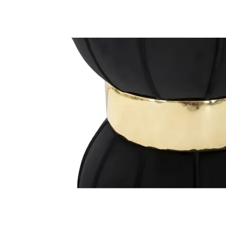 Pouf Imbottito in Velluto Nero Oro da Soggiorno Camera da Letto