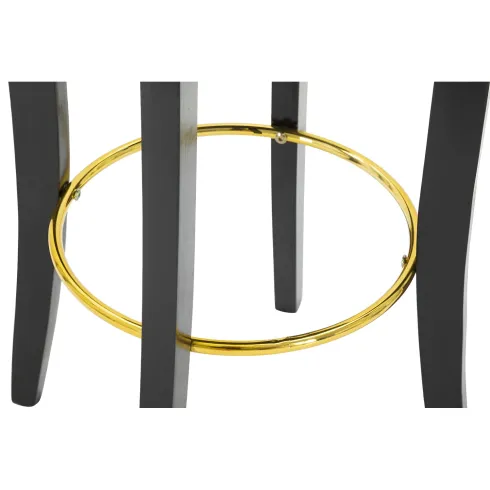 Sgabello da Bar Imbottito in Velluto Nero Oro Schienale Poggiapiedi