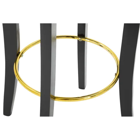 Sgabello da Bar Imbottito in Velluto Nero Oro Schienale Poggiapiedi