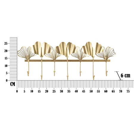 Appendiabiti da Parete in Ferro Oro 7 Ganci Foglie Moderno da Ingresso