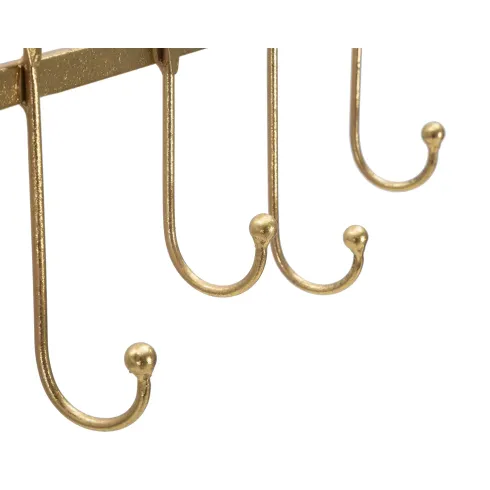 Appendiabiti da Parete in Ferro Oro 5 Ganci Foglie Moderno da Ingresso
