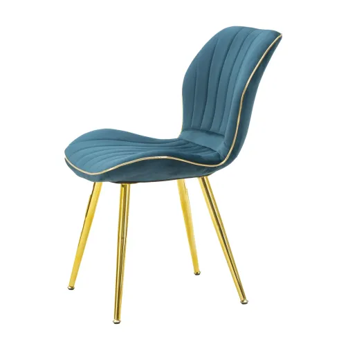 Set 2 Sedie da Pranzo in Velluto Ottanio Finitura Oro Moderno Soggiorno