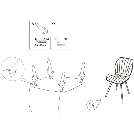 Set 2 Sedie da Pranzo in Velluto Ottanio Finitura Oro Moderno Soggiorno