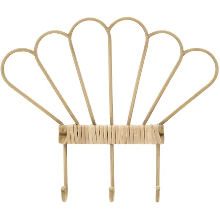 Appendiabiti da Parete in Metallo e Plastica 3 Ganci Effetto Bambu