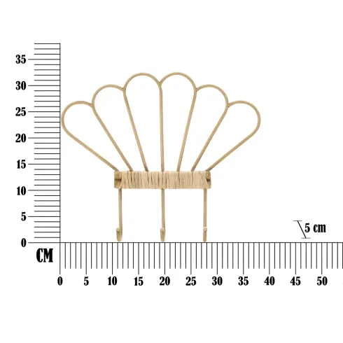 Appendiabiti da Parete in Metallo e Plastica 3 Ganci Effetto Bambu