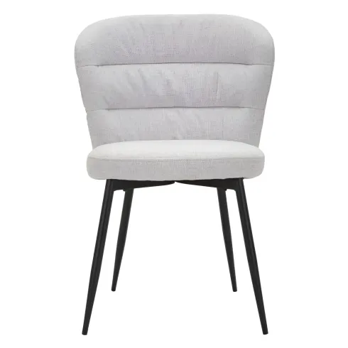 Set 2 Sedie da Pranzo in Tessuto Grigio Metallo Nero Seduta Imbottita