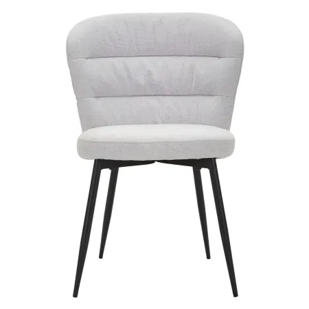 Set 2 Sedie da Pranzo in Tessuto Grigio Metallo Nero Seduta Imbottita
